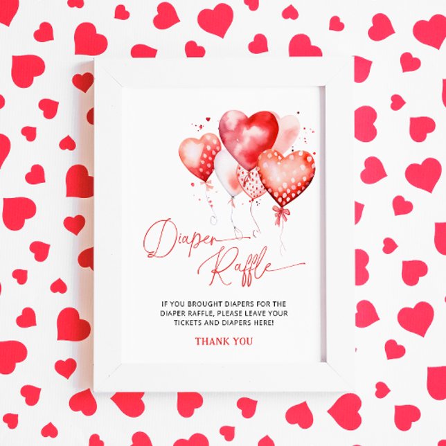 Póster Acuarela Corazones Valentine Diaper Raffle (Subido por el creador)