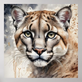 Póster Acuarela Cougar no 1