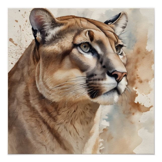 Póster Acuarela Cougar no 4 (Anverso)
