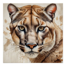 Póster Acuarela Cougar no 7