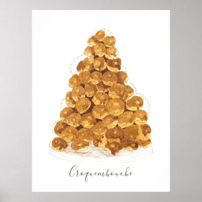 Póster acuarela croquembouche (Frente)