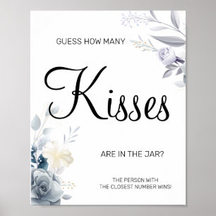 Póster Acuarela Cuántos besos Letrero de juego para fiest