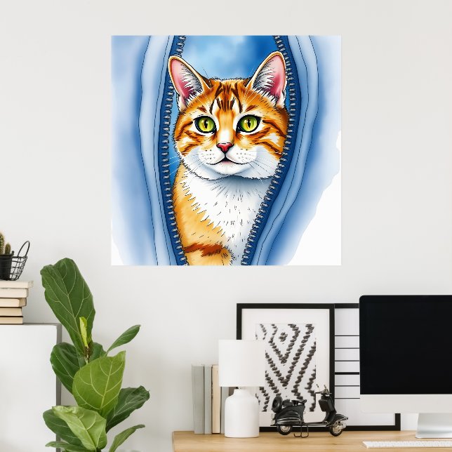 Póster Acuarela Cute hermosa y popular colección de gatos (Oficina en casa)