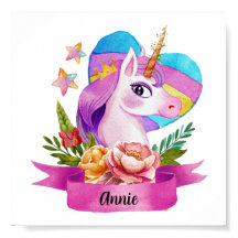 Acuarela Cute Unicorn Nombre personalizado