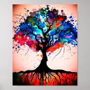 Póster Acuarela de árbol abstracto