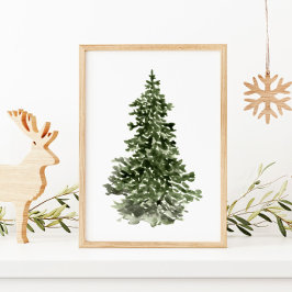 Póster Acuarela de árbol de Navidad