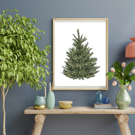 Póster acuarela de árbol de Navidad