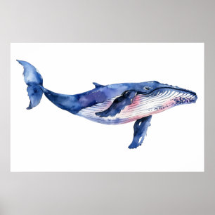Póster Acuarela de ballena