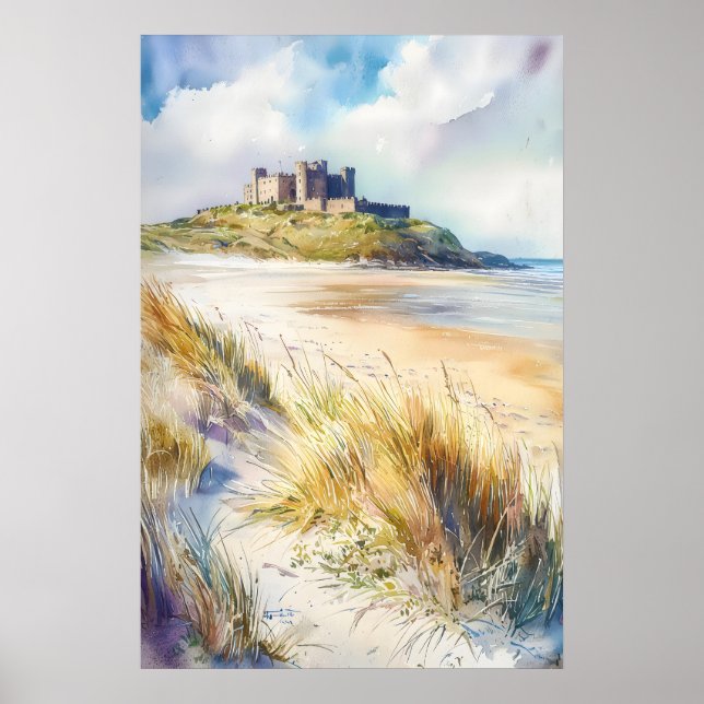 Póster Acuarela de Bamburgh 1 (Frente)