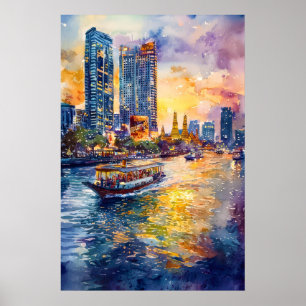 Póster Acuarela de Bangkok 1