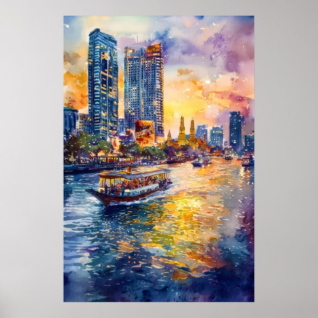 Póster Acuarela de Bangkok 1 (Frente)