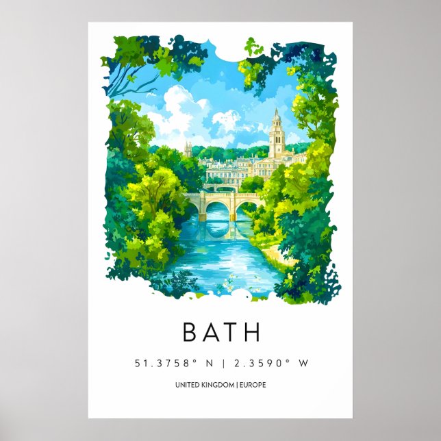 Póster Acuarela de Baño 1 (Frente)