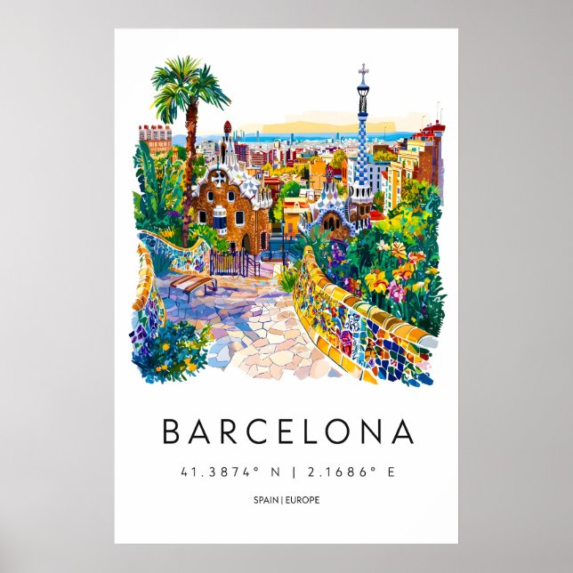 Póster Acuarela de Barcelona 1 (Frente)