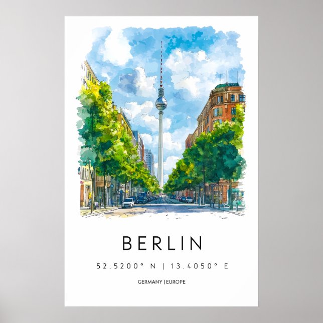 Póster Acuarela de Berlín 1 (Frente)