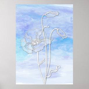 Póster Acuarela de Blue Abstract y lapiceros