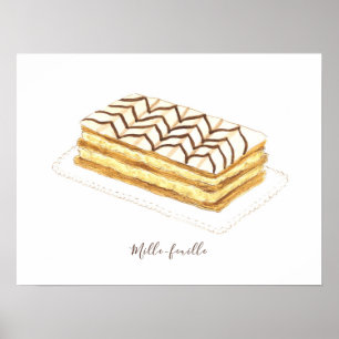 Póster Acuarela de bollería de Mille-feuille