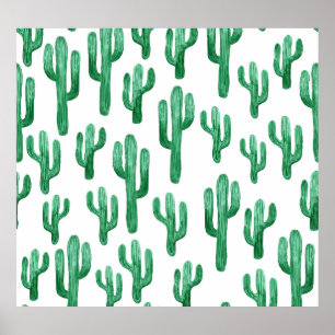 Póster acuarela de cactus: ilustracion dibujado a mano