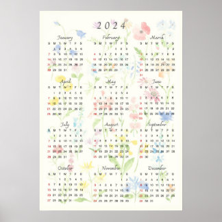 Póster acuarela de calendario foral 2024