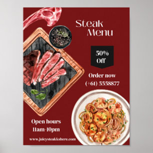 Póster Acuarela de carne de filete