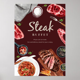 Póster Acuarela de carne de filete