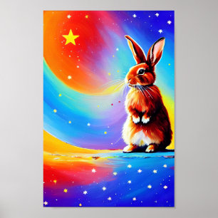 Póster Acuarela de dibujo de conejo