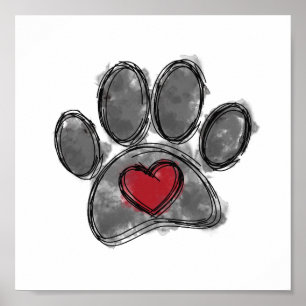 Póster Acuarela de dibujo de perro largo