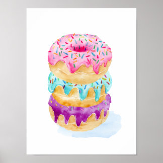 Póster Acuarela de donuts