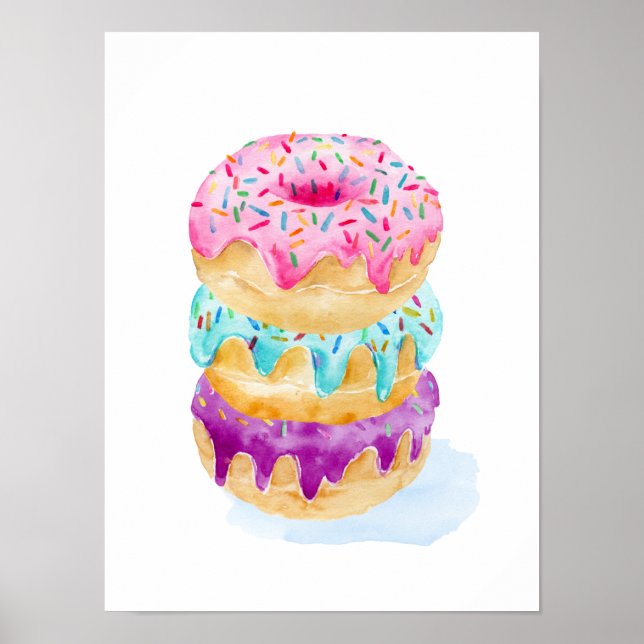 Póster Acuarela de donuts (Frente)