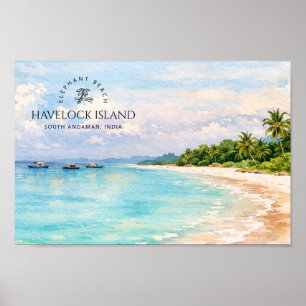 Póster Acuarela de Elephant Beach – Regalo de recuerdo de