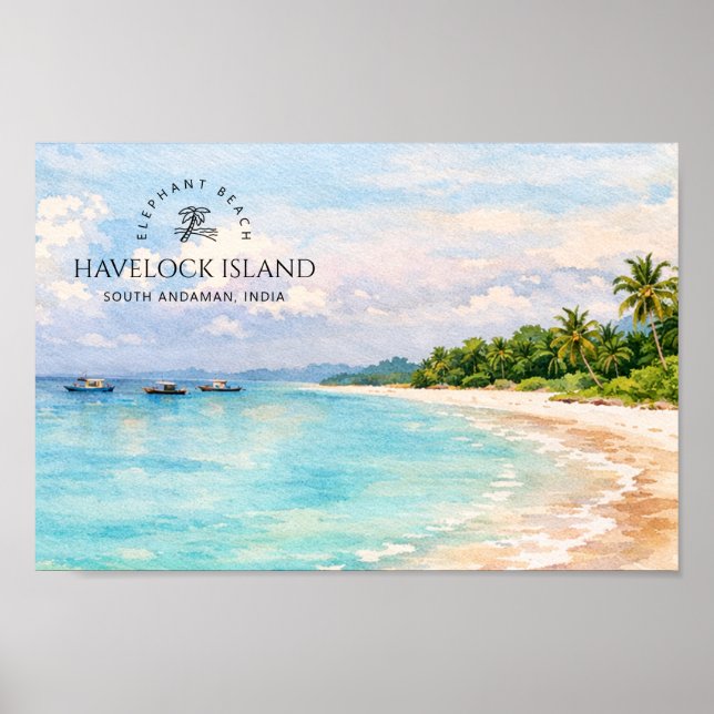 Póster Acuarela de Elephant Beach – Regalo de recuerdo de (Frente)