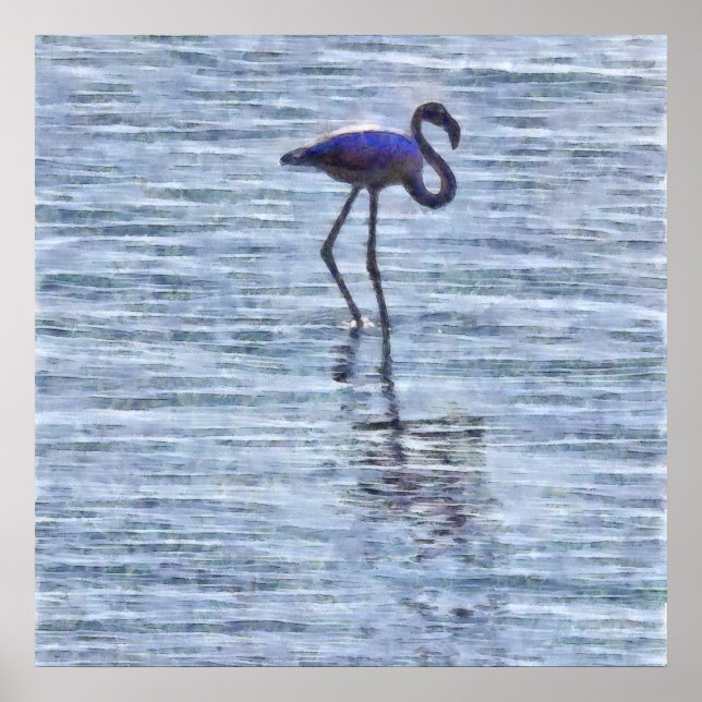 Póster Acuarela De Flamingo De Alto (Frente)