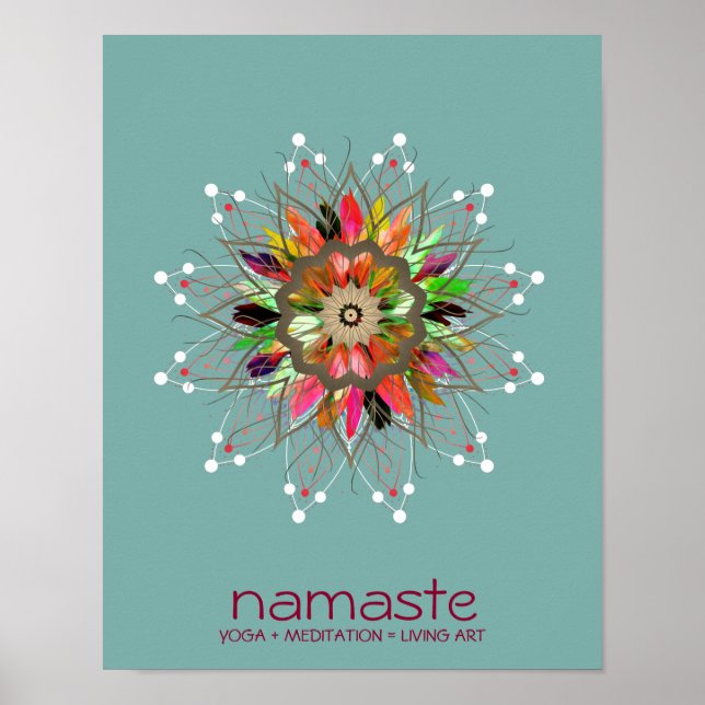 Póster Acuarela De Flor De Lotus Namaste Yoga Meditación  (Frente)