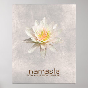 Póster Acuarela de flores de Lotus Namaste Yoga Meditació
