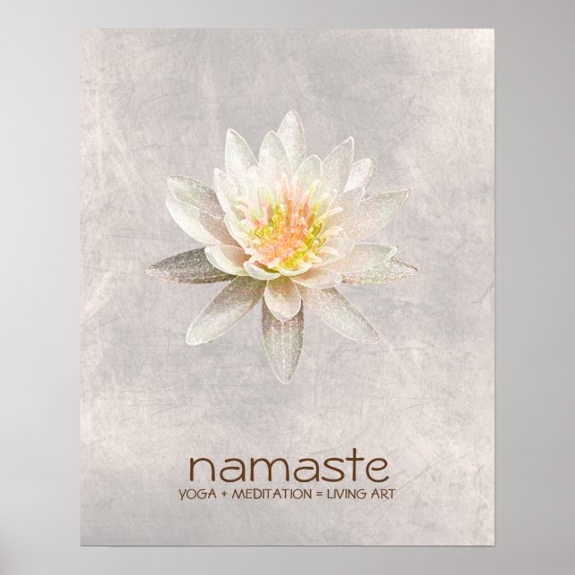 Póster Acuarela de flores de Lotus Namaste Yoga Meditació (Frente)