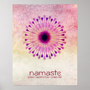 Póster Acuarela de flores de Lotus Namaste Yoga Meditació