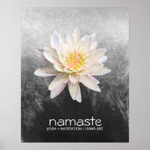 Póster Acuarela de flores de Lotus Namaste Yoga Meditació