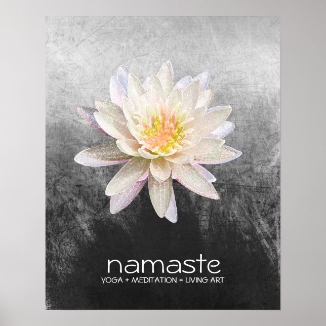 Póster Acuarela de flores de Lotus Namaste Yoga Meditació (Frente)
