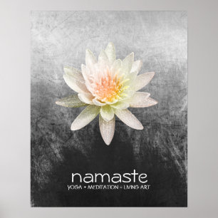 Póster Acuarela de flores de Lotus Namaste Yoga Meditació
