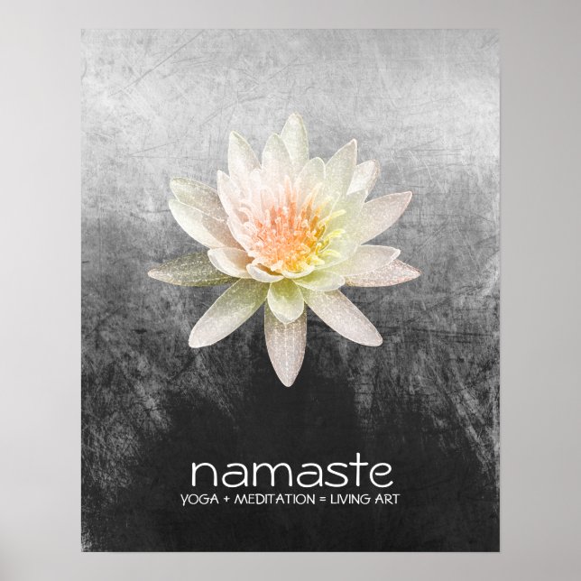 Póster Acuarela de flores de Lotus Namaste Yoga Meditació (Frente)