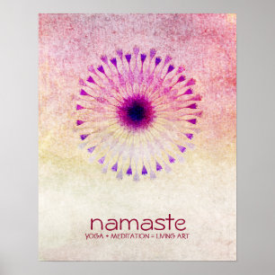 Póster Acuarela de flores de Lotus Namaste Yoga Meditació