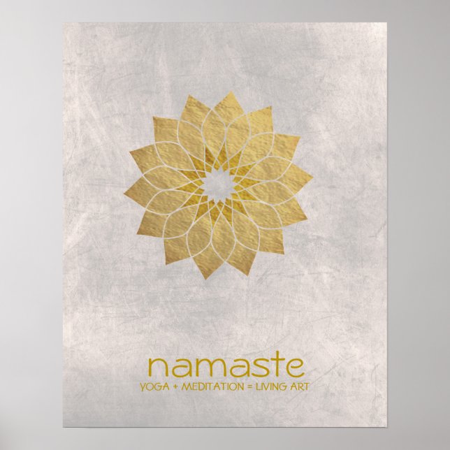 Póster Acuarela de flores de Lotus Namaste Yoga Meditació (Frente)
