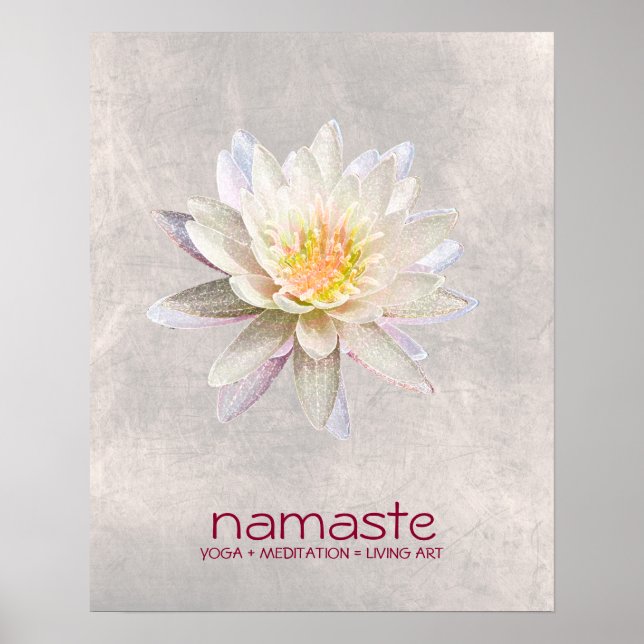 Póster Acuarela de flores de Lotus Namaste Yoga Meditació (Frente)