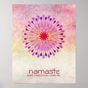 Póster Acuarela de flores de Lotus Namaste Yoga Meditació