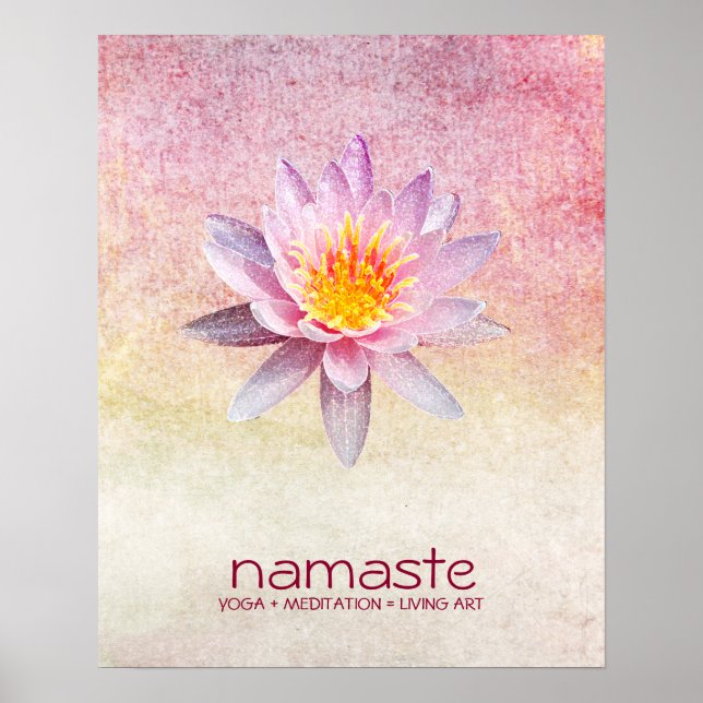 Póster Acuarela de flores de Lotus Namaste Yoga Meditació (Frente)