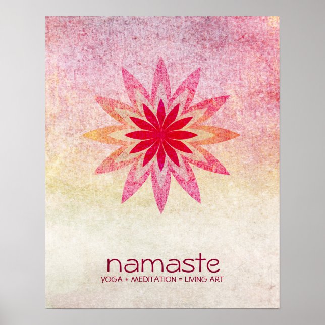 Póster Acuarela de flores de Lotus Namaste Yoga Meditació (Frente)