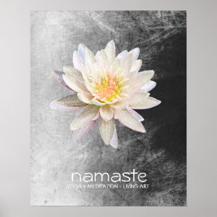 Póster Acuarela de flores de Lotus Namaste Yoga Meditació