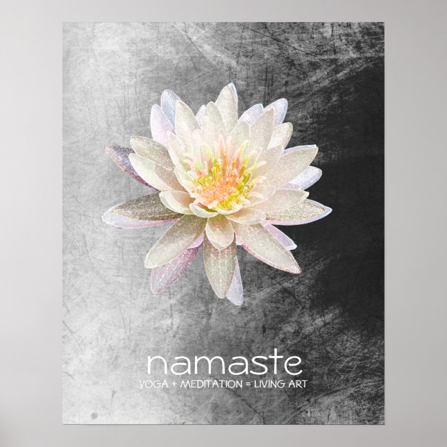 Póster Acuarela de flores de Lotus Namaste Yoga Meditació (Frente)
