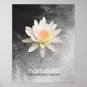 Póster Acuarela de flores de Lotus Namaste Yoga Meditació