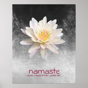 Póster Acuarela de flores de Lotus Namaste Yoga Meditació