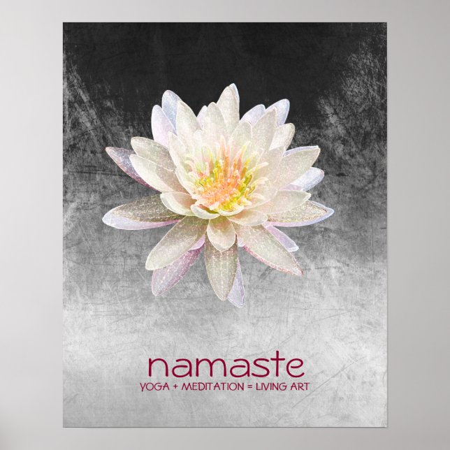 Póster Acuarela de flores de Lotus Namaste Yoga Meditació (Frente)